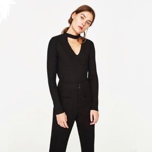 Cute Black Zara V-Neck Shirt - Great Condition!